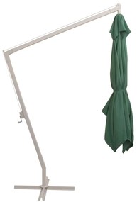 Guarda-sol suspenso com poste de alumínio 300x300 cm verde
