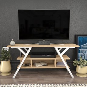 Móvel TV Minerva – Branco Carvalho – 120x35x55 cm