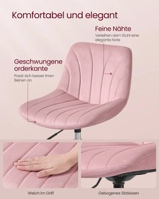 Banco de toucador com encosto em veludo rosa pastel