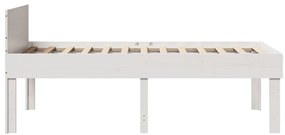 Cama sem colchão 75x190 cm madeira de pinho maciça branco