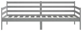 Sofá-cama 90x200 cm madeira de pinho maciça cinzento