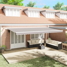 Toldo Retrátil Automático vidaXL com LED Cinza Claro 600x350 cm