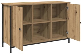Armário de TV vidaXL Preto Carvalho 101x35x65 cm Madeira Ing. e Aço