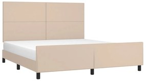 Estrutura cama cabeceira 160x200 cm couro artificial cappuccino