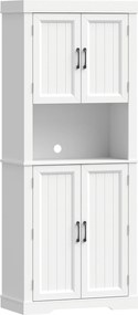 HOMCOM Armário Despensa de Cozinha com Espaço para Micro-ondas 183 cm Branco | Aosom Portugal