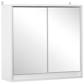 HOMCOM Armário de Casa de Banho com Espelho Móvel Suspenso de Casa de Banho com Prateleira Interior Ajustável 48x14,5x45 cm Branco