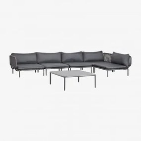 Conjunto De Jardim Com Sofá Modular De Canto De 5 Peças E Mesa De Centro Em Aço Roubly Cinza Grafito - Sklum