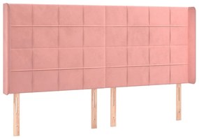 Cama box spring c/ colchão/LED 200x200 cm veludo rosa