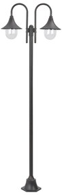 Candeeiro de pé p/ jardim c/ 2 braços E27 220cm alumínio bronze