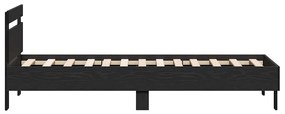 Cama da – Carvalho Preto, 90x190 cm, feita de madeira engenheirada.