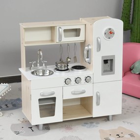 HOMCOM conjunto de brinquedo de cozinha para crianças acima de 3 anos inclui acessorios 77x30x82cm Branco