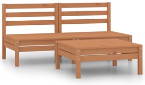 vidaXL 3 pcs conjunto lounge de jardim pinho maciço castanho mel
