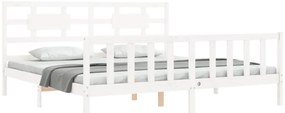 Estrutura cama Super King Size c/ cabeceira madeira branco