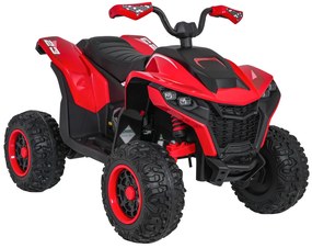 Moto 4 elétrica para crianças 12V 4x4 Fast Wheel, Controle remoto, Rodas Espuma EVA, assento couro ecológico Vermelha