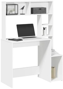 vidaXL Secretária c/ prateleiras 100x45x140cm derivados madeira branco
