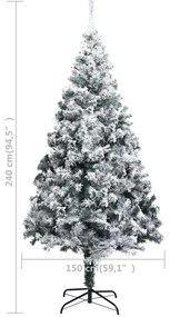 Árvore de Natal artificial c/ flocos de neve 240 cm PVC verde