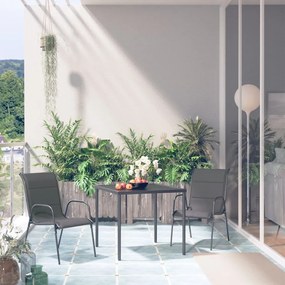 vidaXL 3 pcs conjunto de jantar para exterior aço antracite