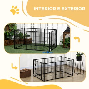 Parque para Cães de 6 Painéis com Largura Ajustável e Estrutura de Aço 82,5-150x79x61 cm Preto