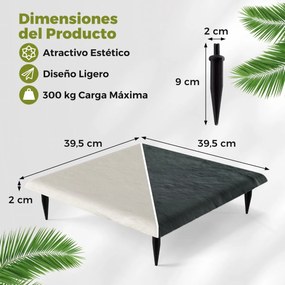 Conjunto de 16 ladrilhos jardim de 39,5 x 39,5 cm em PP com estacas de fixação e pedras decorativas para passadiços de jardim, pavimentos exteriores,