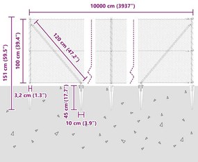Cerca Hexagonal vidaXL 1x100 m Aço Galvanizado