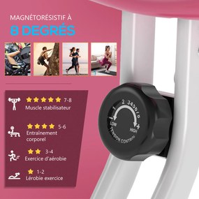 Bicicleta estática dobrável, bicicleta de fitness, bicicleta de interior, 8 níveis de resistência magnética, com encosto e selim ajustáveis, ecrã LCD