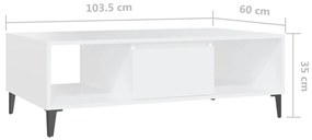 Mesa de centro 103,5x60x35 cm derivados de madeira branco