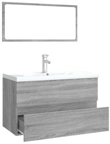 Conjunto móveis casa de banho derivados de madeira sonoma cinza