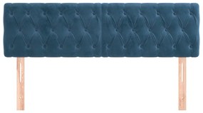 Cabeceira de cama 2 pcs veludo 72x7x78/88 cm azul-escuro