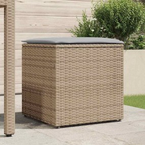 Caixa de Armazenamento ao Ar Livre Bege Rattan Sintético Média