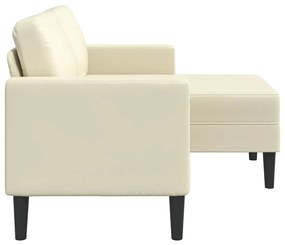 Sofá 2 lugares com Chaise em L 125 cm couro artificial creme