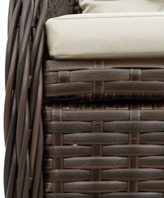 7 pcs conjunto jantar p/ jardim c/ almofadões vime PE castanho