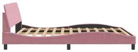 Estrutura cama c/ cabeceira sem colchão 160x200 cm veludo rosa