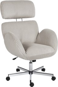 HOMCOM Cadeira de Escritório com Apoio de Cabeça Regulável Altura Ajustável Função Basculante 74x70x104-112 cm Cinzento | Aosom Portugal