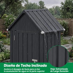 Abrigo de Jardim Metálico, 76 x 54 x 176 cm, Prateleiras Ajustáveis, Cinzento-escuro