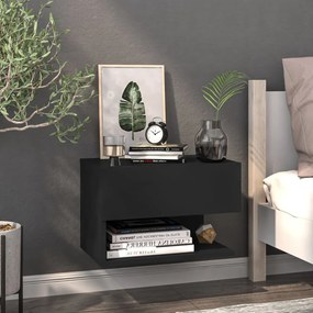 vidaXL Mesa de cabeceira montagem na parede preto