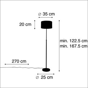 Candeeiro de pé preto com veludo verde com 35 cm ouro - Parte Country / Rústico