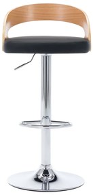 Bancos de bar 2 pcs couro artificial preto e madeira curvada