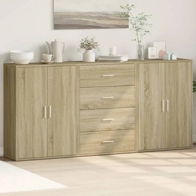 vidaXL Aparadores 3 pcs 60x31x84 cm derivados madeira carvalho sonoma