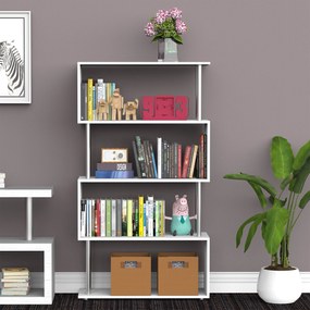 Livraria Mobiliário de Escritório Estante - Cor: Branco - Madeira e Metal – 145 x 80 x 30 cm