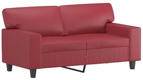 Sofá 2 lugares +almofadas 120cm couro artificial vermelho tinto