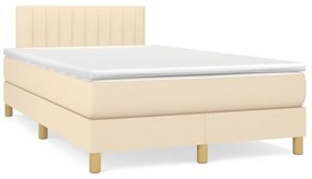 vidaXL Cama box spring c/ colchão e LED 120x190 cm tecido cor creme