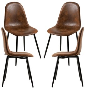 Pack 4 Cadeiras Black Teok Couro Sintético - Marrom Vintage