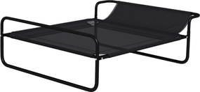 Cama Elevada para Cães Respirável para Cães Pequenos 91x69x29 cm Tecido de Textilene Apoio de Cabeça Preto