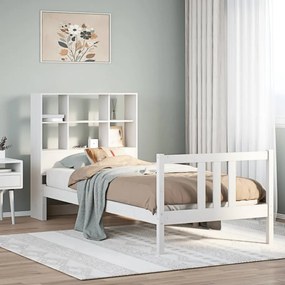 Cama com estante sem colchão 90x200 cm pinho maciço branco