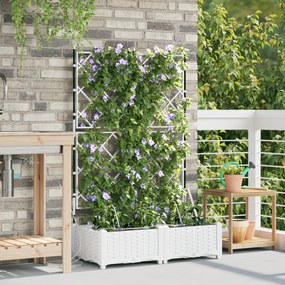 vidaXL Vasos de Jardim com Sistema de Irrigação 2 pcs Branco