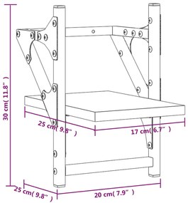 Prateleiras de parede c/ barras 2 pcs 20x25x30 cm cinza sonoma