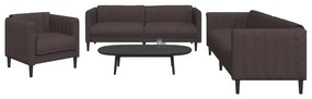3 pcs conjunto de sofás tecido castanho-escuro