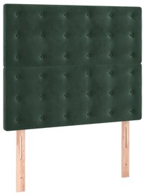 Cama com molas/colchão 90x190 cm veludo verde-escuro