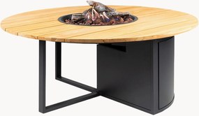 Mesa de centro redonda para exterior com lareira e tampo em madeira de teca Cosiloft