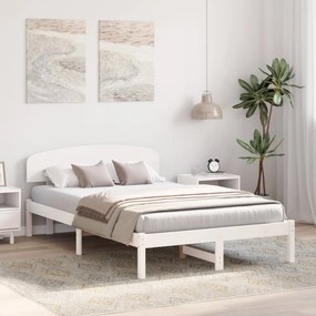 Estrado de Cama com Cabeceira Branco 140x190 cm Madeira Pinho